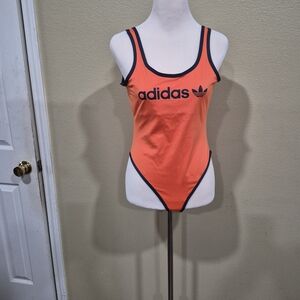 Adidas Women's Orange Linear Logo Bodysuit JC7767 Size M